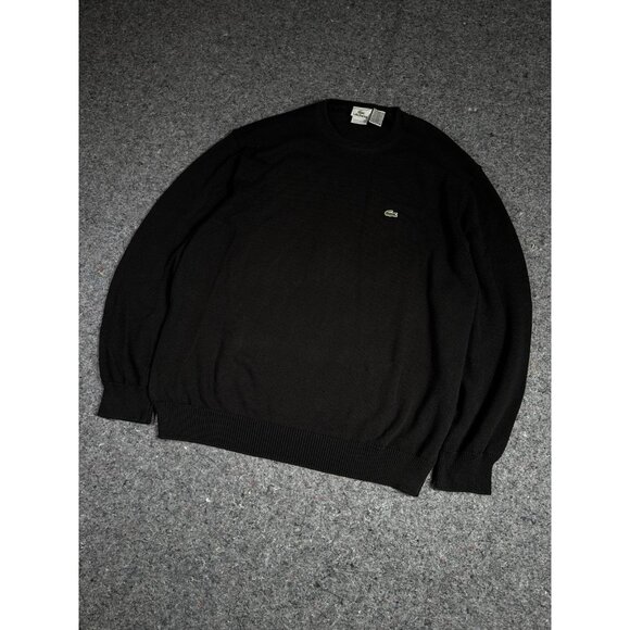 Vintage Lacoste Chunky Knit Crew Neck Pullover Sweater Mend L Cotton Fisherman - Picture 2 of 5